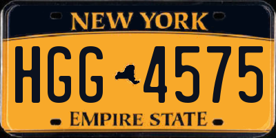 NY license plate HGG4575