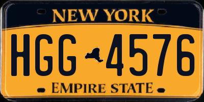 NY license plate HGG4576