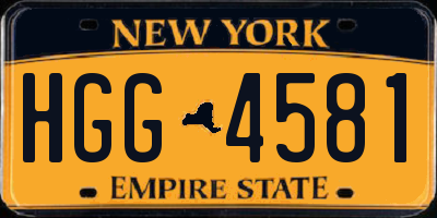 NY license plate HGG4581