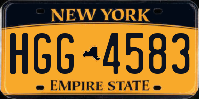 NY license plate HGG4583