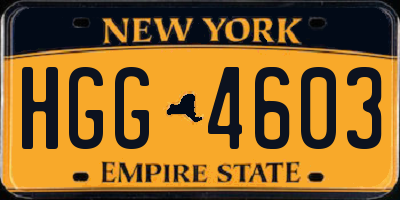 NY license plate HGG4603