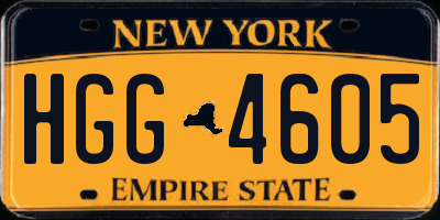 NY license plate HGG4605