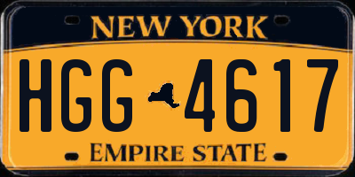 NY license plate HGG4617