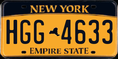 NY license plate HGG4633