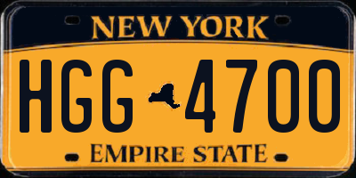 NY license plate HGG4700