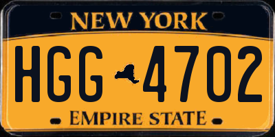 NY license plate HGG4702