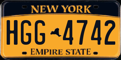 NY license plate HGG4742