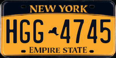 NY license plate HGG4745