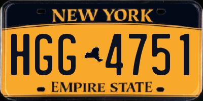 NY license plate HGG4751
