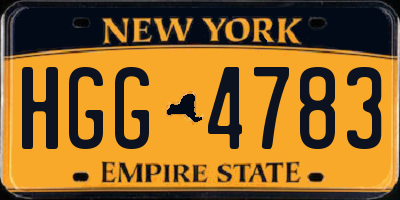 NY license plate HGG4783