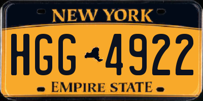 NY license plate HGG4922