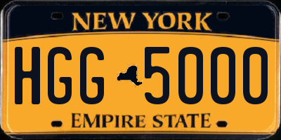 NY license plate HGG5000