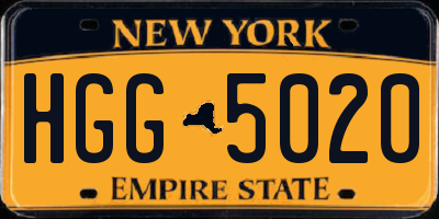 NY license plate HGG5020