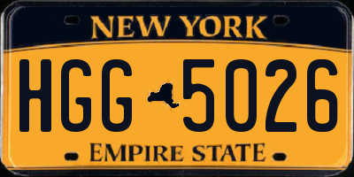 NY license plate HGG5026