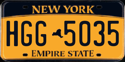 NY license plate HGG5035