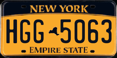 NY license plate HGG5063