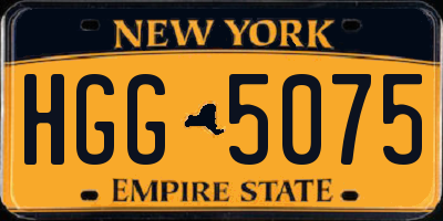 NY license plate HGG5075