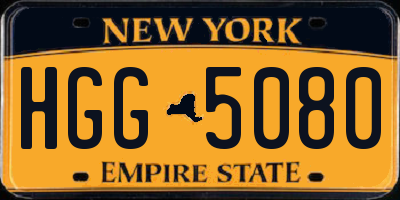 NY license plate HGG5080