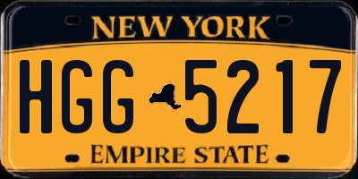 NY license plate HGG5217
