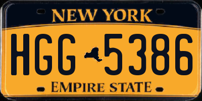 NY license plate HGG5386