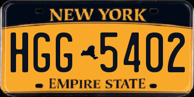 NY license plate HGG5402