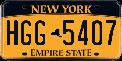NY license plate HGG5407