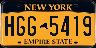 NY license plate HGG5419