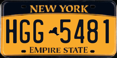 NY license plate HGG5481