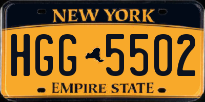 NY license plate HGG5502