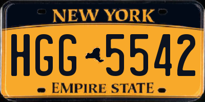 NY license plate HGG5542