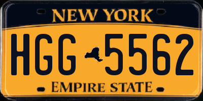 NY license plate HGG5562