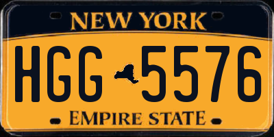NY license plate HGG5576