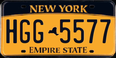 NY license plate HGG5577