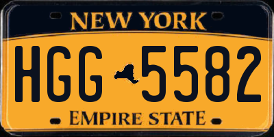 NY license plate HGG5582