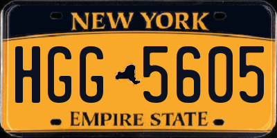 NY license plate HGG5605
