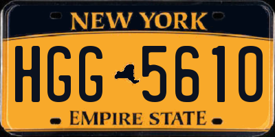 NY license plate HGG5610