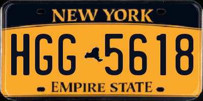 NY license plate HGG5618