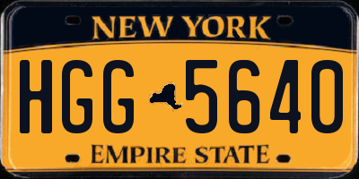 NY license plate HGG5640