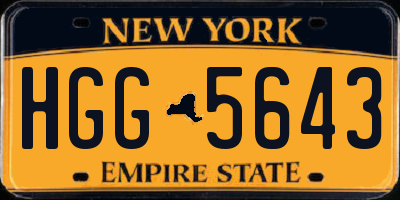 NY license plate HGG5643