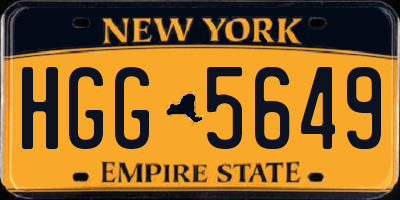 NY license plate HGG5649