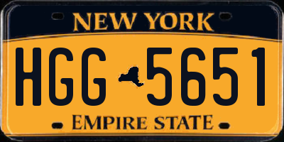 NY license plate HGG5651