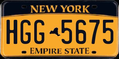 NY license plate HGG5675