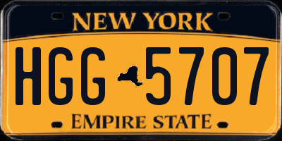 NY license plate HGG5707