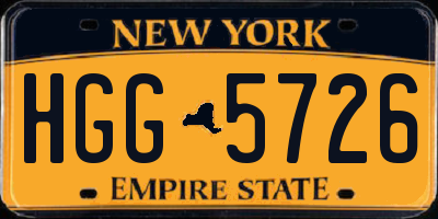 NY license plate HGG5726