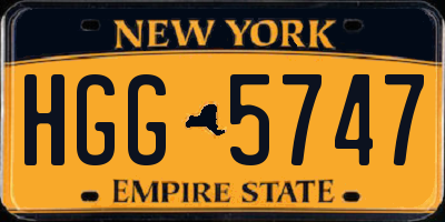 NY license plate HGG5747