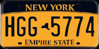 NY license plate HGG5774