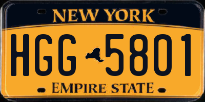 NY license plate HGG5801
