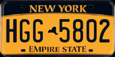 NY license plate HGG5802