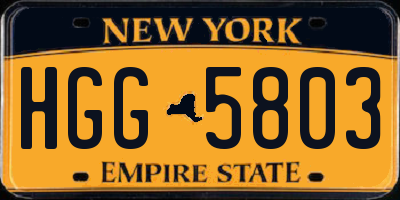 NY license plate HGG5803