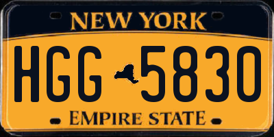 NY license plate HGG5830